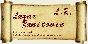 Lazar Ranitović vizit kartica